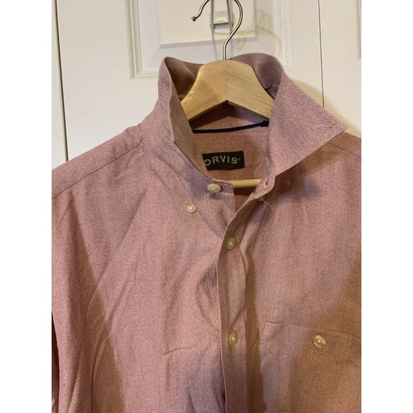 Orvis Men’s Sz L Pale Red Button Front Long‎ Sleeve Shirt - Picture 7 of 8